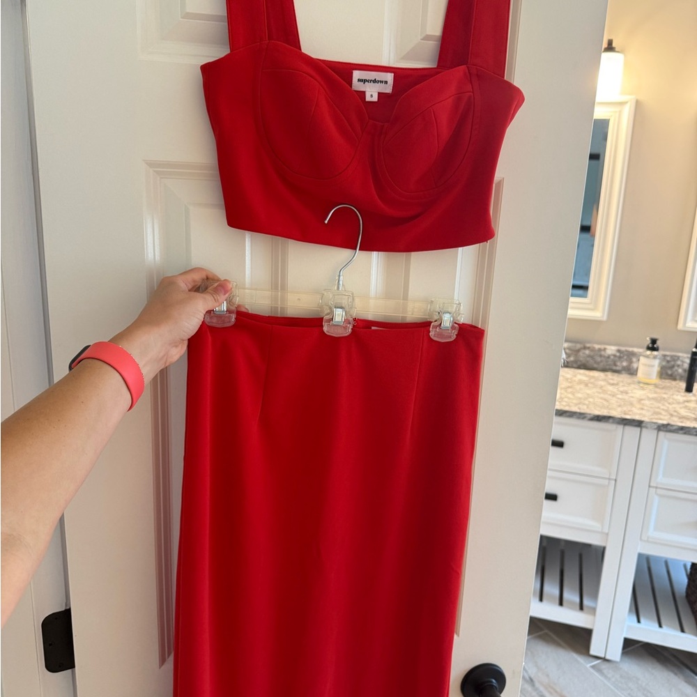 Revolve Superdown Red Two-Piece Set